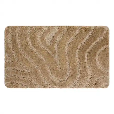Tappeto da bagno SUPREME WAVES, cerchio, antiscivolo, morbido - beige
