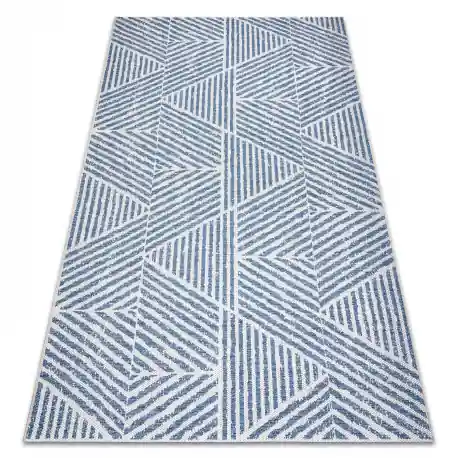 Tappeto COLOR 47176360 SISAL linee, triangoli, zigzag beige / blu