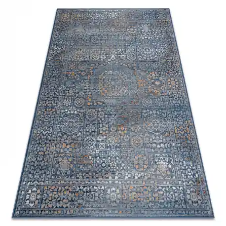 Tappeto in lana NAIN Ornamento, vintage 7708/51611 blu / arancione