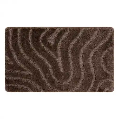 Tappeto da bagno SUPREME WAVES, cerchio, antiscivolo, morbido - marrone