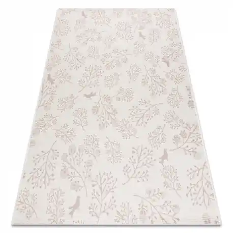Tappeto DI SPAGO SIZAL FLAT 48774/526 Foglie Ucellini crema rosa