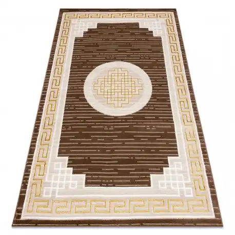 Tappeto MEFE moderno 9096 Telaio, chiave greca - Structural due livelli di pile beige / maro