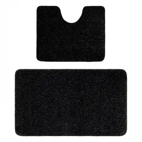 Set da bagno in due pezzi tapetto SYNERGY, glamour, antiscivolo, morbido - lurex nero
