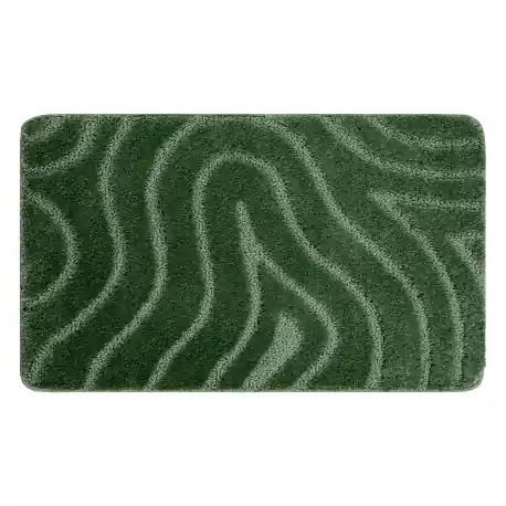 Tappeto da bagno SUPREME WAVES, cerchio, antiscivolo, morbido - verde