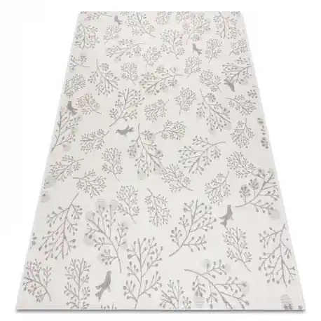 Tappeto DI SPAGO SIZAL FLAT 48774/367 Foglie Ucellini crema grigio