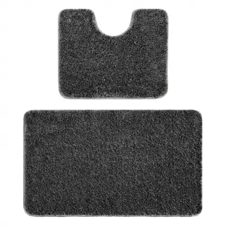 Set da bagno in due pezzi tapetto SYNERGY, glamour, antiscivolo, morbido - lurex grigio