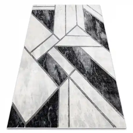 Tappeto EMERALD esclusivo 81953 glamour, elegante Marmo, géométrique nero / argint