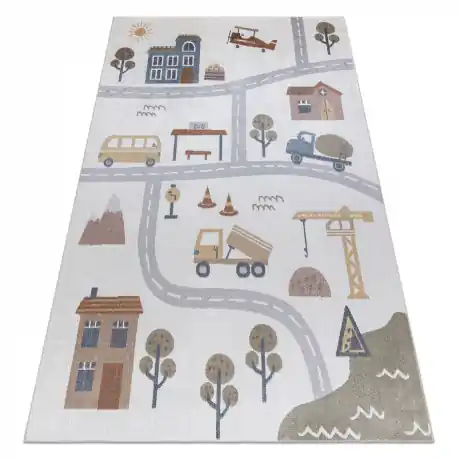 Tappeto BONO 9207 strade, città, sito di costruzione crema / grigio chiaro