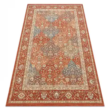 Tappeto in lana SOHO 477.27.LA301 OSTA - Rombo, cornice geometrica naturale terracotta / beige