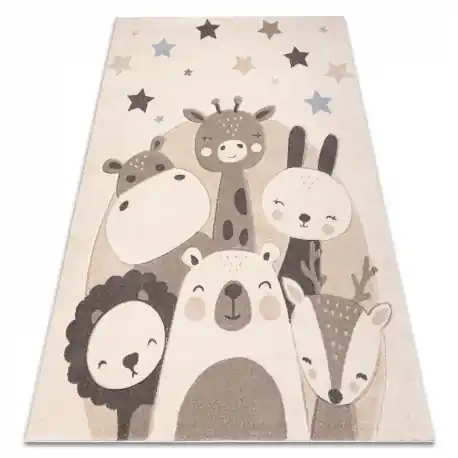 Tapis KIDDO 5637 crème / beige, animali, stelline pour enfants, sensoriel
