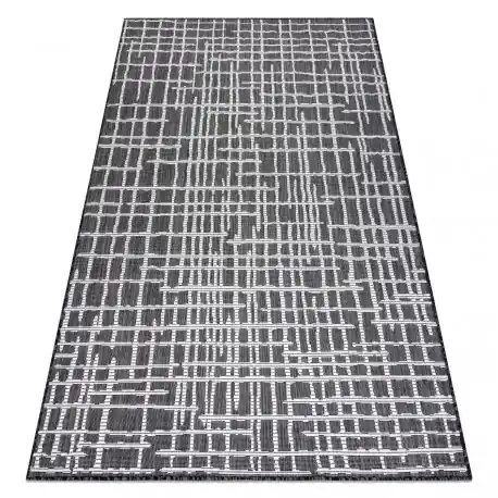 Tappeto SIZAL SION Traliccio, Linee 22144 tessuto piatto nero / ecru