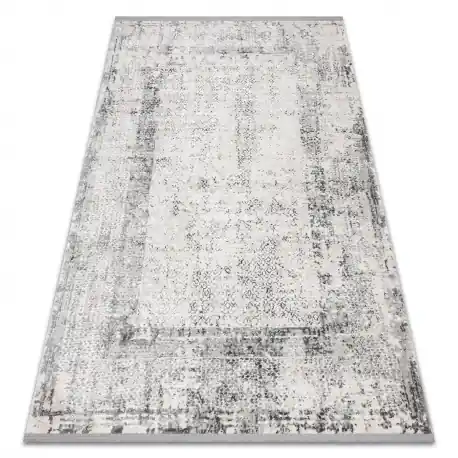 Tappeto TULS strutturale, frange 51324 vintage, Telaio avorio / grigio