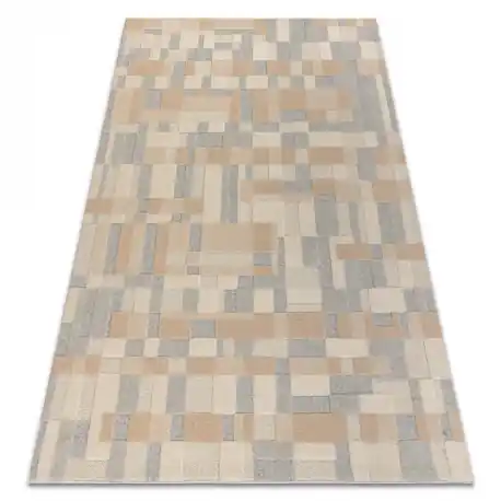FLUX 461.117.SA130 tappeto in lana OSTA - Geometrico, strutturale, loft beige / grigio