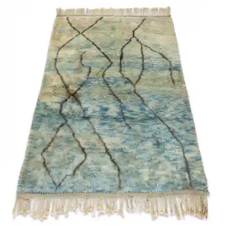 Tappeto BERBERO MR4270 Beni Mrirt tessuto a mano dal Marocco, Abstract - beige / blu
