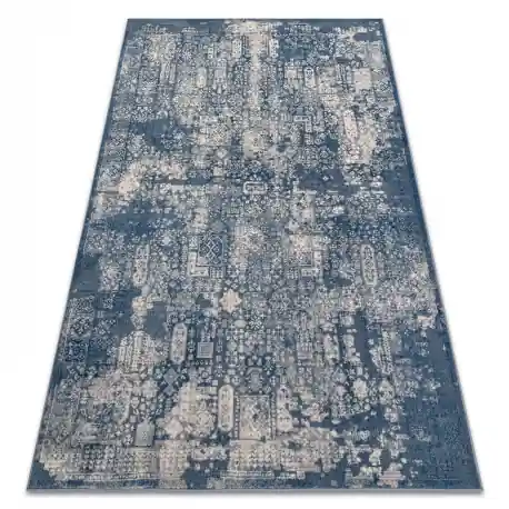 Tappeto in lana NAIN Ornamento vintage 7591/51644 blu scuro / beige