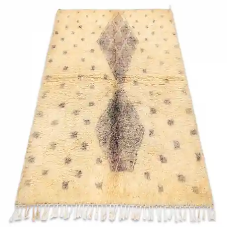 Tappeto BERBERO BJ1127 Boujaad tessuto a mano dal Marocco, Rombi, punti - beige / grigio