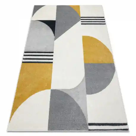Tappeto FUSION 1327 bianca / grigio scuro / oro - Geometrico, moderno, astratto