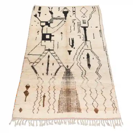 Tappeto BERBERO BJ1077 Boujaad tessuto a mano dal Marocco, Boho - beige / nero