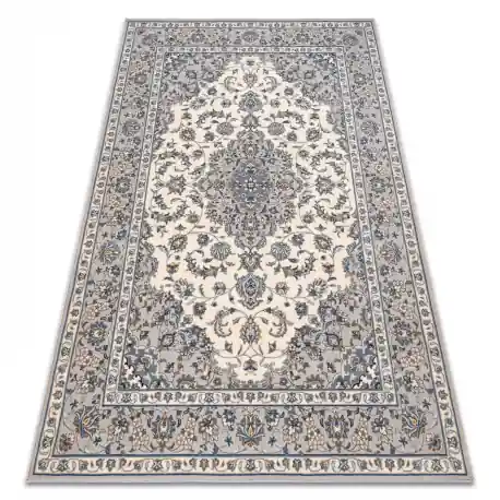 Tappeto in lana NAIN Ornamento, telaio, 7335/51635 beige / blu