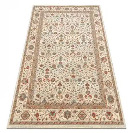 Tappeto in lana SOHO 477.27.LA101 OSTA - Fiori, cornice, naturale beige / terracotta