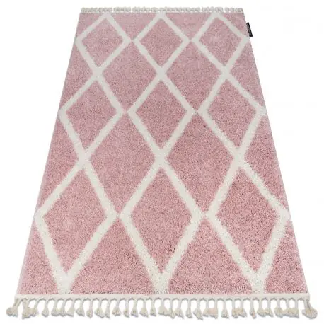 Tappeto BERBER TROIK A0010 rosa / bianco Frange berbero marocchino shaggy