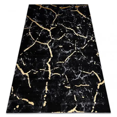 Tappeto GLOSS moderno 410A 86 Marmo, calcolo elegante, glamour nero / oro