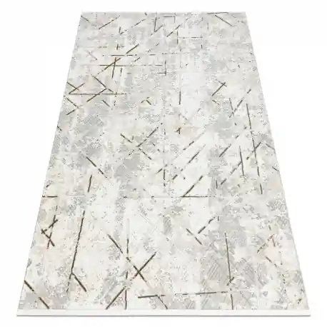Tappeto moderno DUKE 51393 panna / oro - Geometrico, vintage strutturata, molto morbida, frange