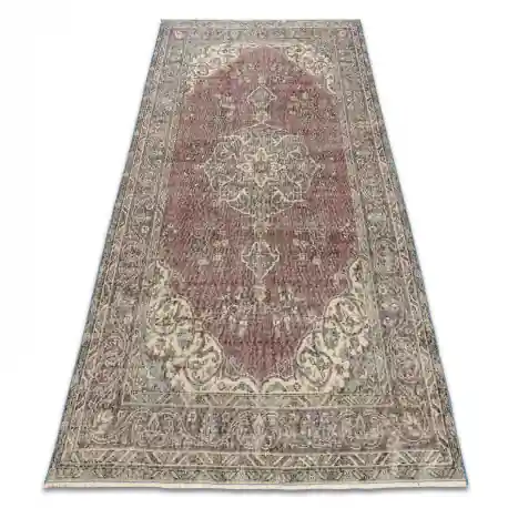 Tappeto in lana ANNODATO A MANO Vintage 10169, telaio, ornamento - blu / rosso
