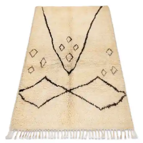 Tappeto BERBERO BJ1124 Boujaad tessuto a mano dal Marocco, Boho - beige / nero