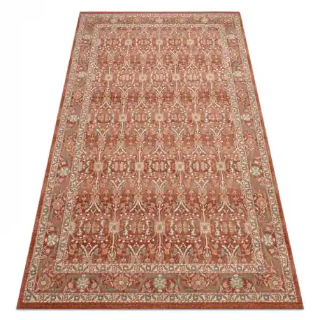 Tappeto in lana SOHO 477.08.LA300 OSTA Ornamento, cornice naturale terracotta / beige