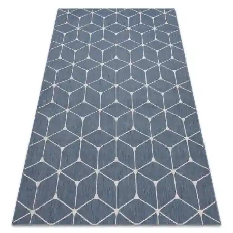 Tappeto DI SPAGO SIZAL FLAT 48721/591 CUBI 3D blu