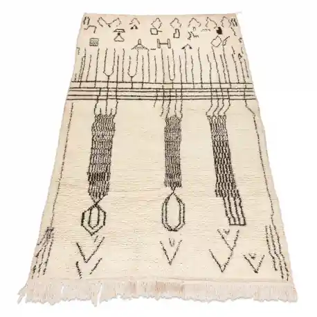 Tappeto BERBERO BJ1147 Boujaad tessuto a mano dal Marocco, Boho - beige / nero