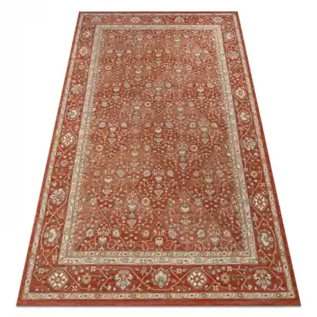 Tappeto in lana SOHO 477.27.LA300 OSTA - Rombo, cornice geometrica naturale terracotta / beige