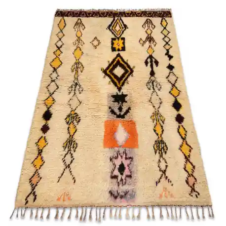 Tappeto BERBERO BJ1005 Boujaad tessuto a mano dal Marocco, Boho - beige / giallo