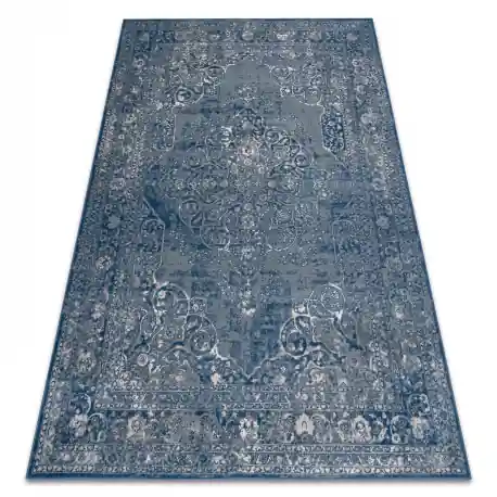 Tappeto in lana NAIN Ornamento, telaio, vintage 7599/51611 blu / beige
