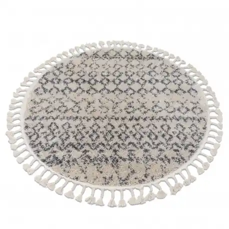 Tappeto BERBER AGADIR G0522 cerchio crema / grigio Frange berbero marocchino shaggy