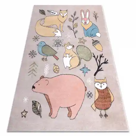 Tappeto FUN Forester per bambini, animali, foresta beige