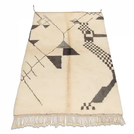 Tappeto BERBERO MR1801 Beni Mrirt tessuto a mano dal Marocco, Boho - beige / grigio