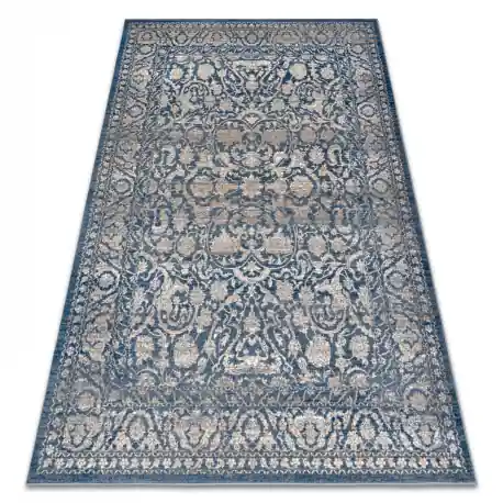 Tappeto in lana NAIN Ornamento, telaio, vintage 7557/51644 beige / blu
