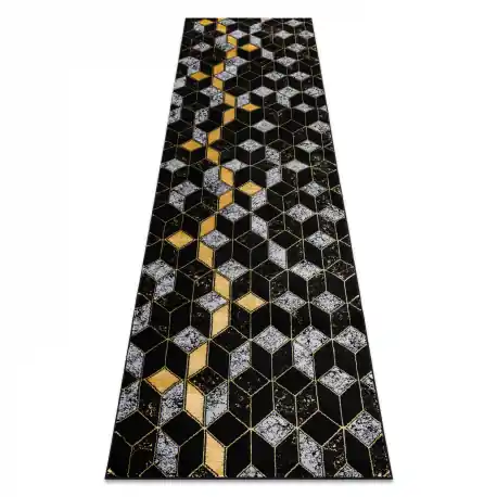 Tappeto, tappeti passatoie GLOSS moderno 400B 86 elegante, glamour, art deco, 3D geometrico nero / oro