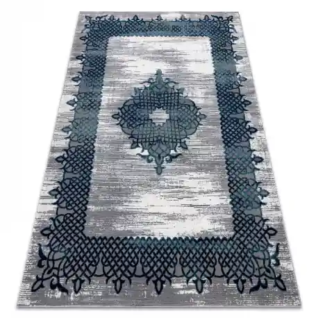 Tappeto CORE W9797 Frame, Rosetta - strutturale, due livelli di pile, blu / grigio
