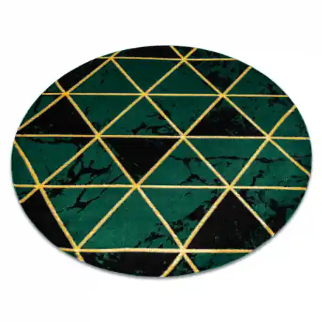 Tappeto EMERALD esclusivo 1020 cerchio - glamour, elegante Marmo, triangoli verde bottiglia / oro