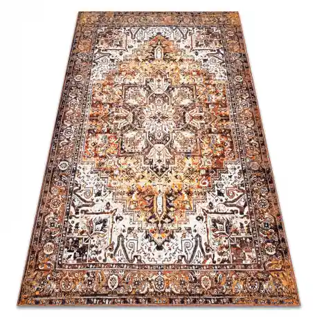 Tappeto ANTIKA ancret honey, ornamento moderno, lavabile - crema / arancio