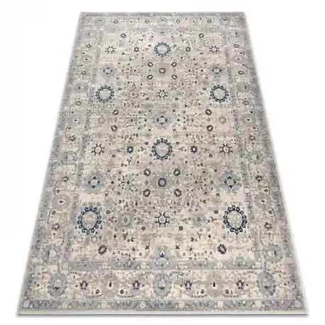 Tappeto in lana NAIN Telaio ornamento 7586/51935 beige / blu scuro