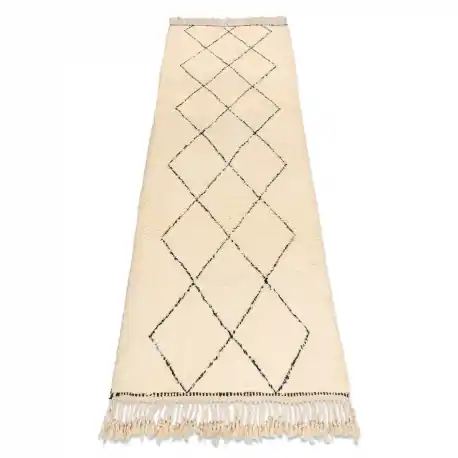 Tappeto BERBERO MR2091 Beni Mrirt tessuto a mano dal Marocco, Rombi - beige / nero