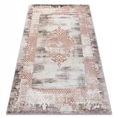 Tappeto CORE W9797 Frame, Rosetta - strutturale, due livelli di pile, beige / rosa