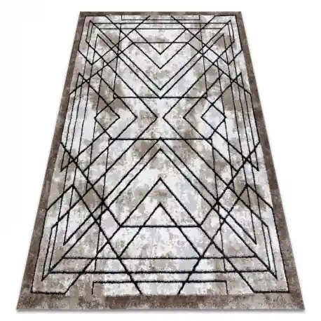 Tappeto moderno COZY Tico, geometrico - Structural due livelli di pile maro