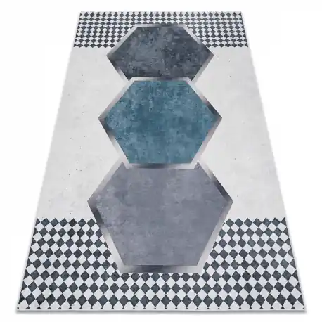 Tappeto lavabile ANDRE 1863 Diamanti, geometrico antiscivolo - bianca / nero