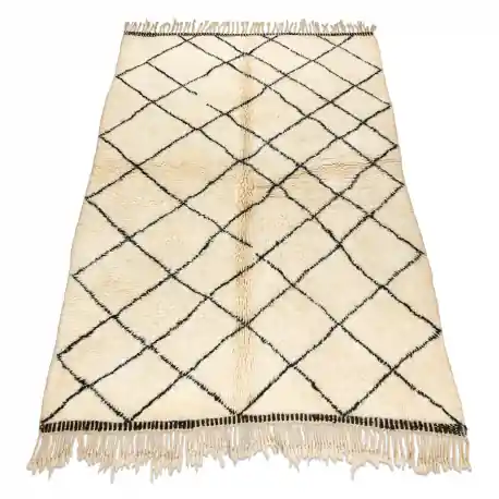 Tappeto BERBERO MR1943 Beni Mrirt tessuto a mano dal Marocco, Reticolo - beige / nero