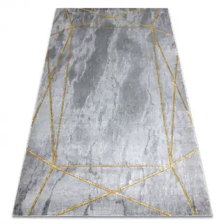 Tappeto EMERALD esclusivo 1022 glamour, elegante géométrique, Marmo grigio / oro